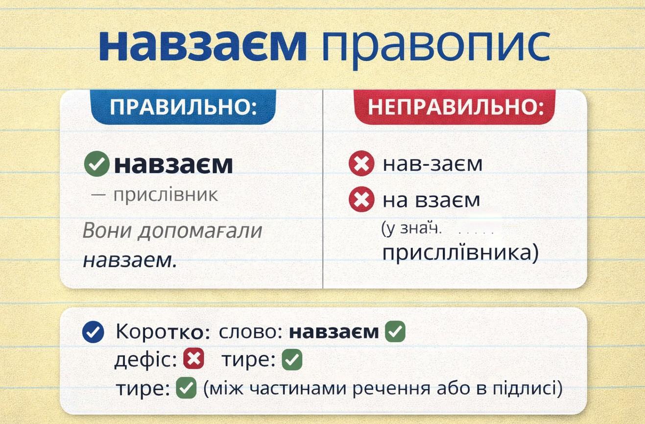 Навзаєм правопис: як писати це слово правильно і не червоніти