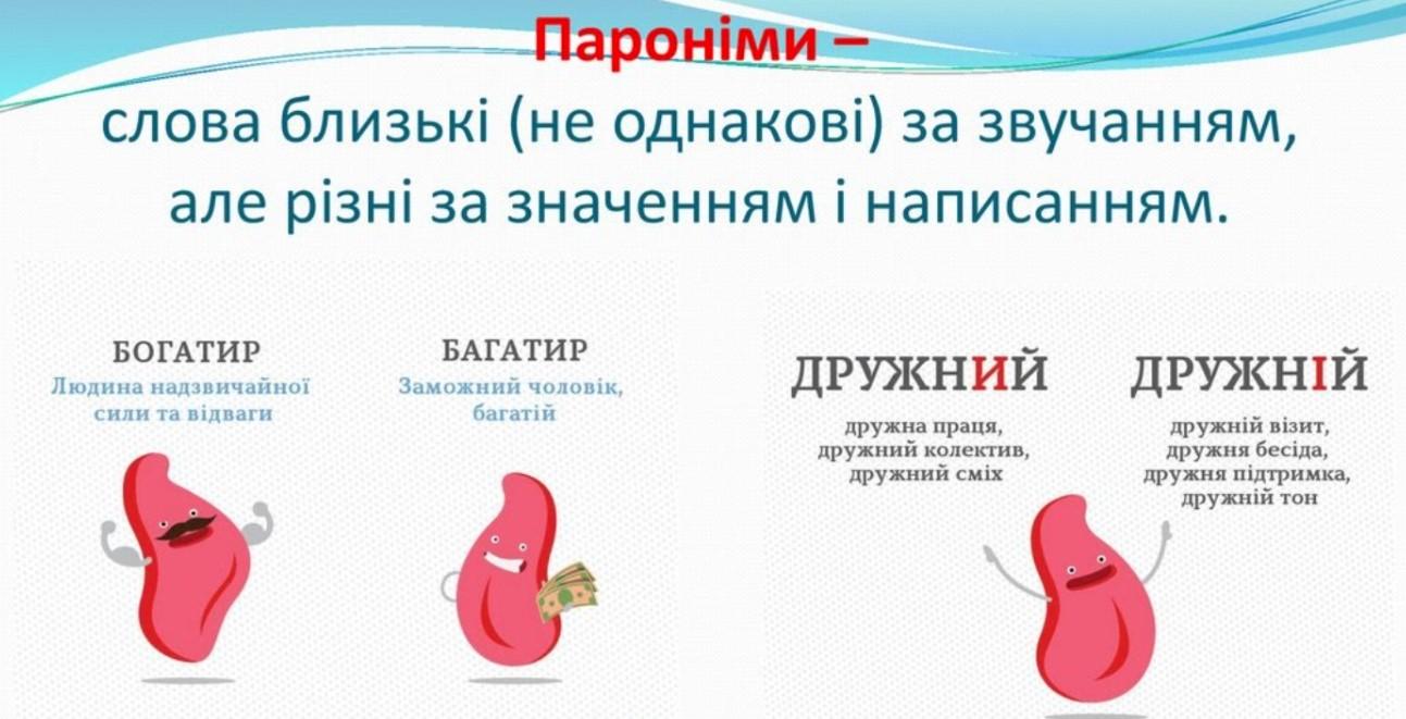 5 прикладів паронимів