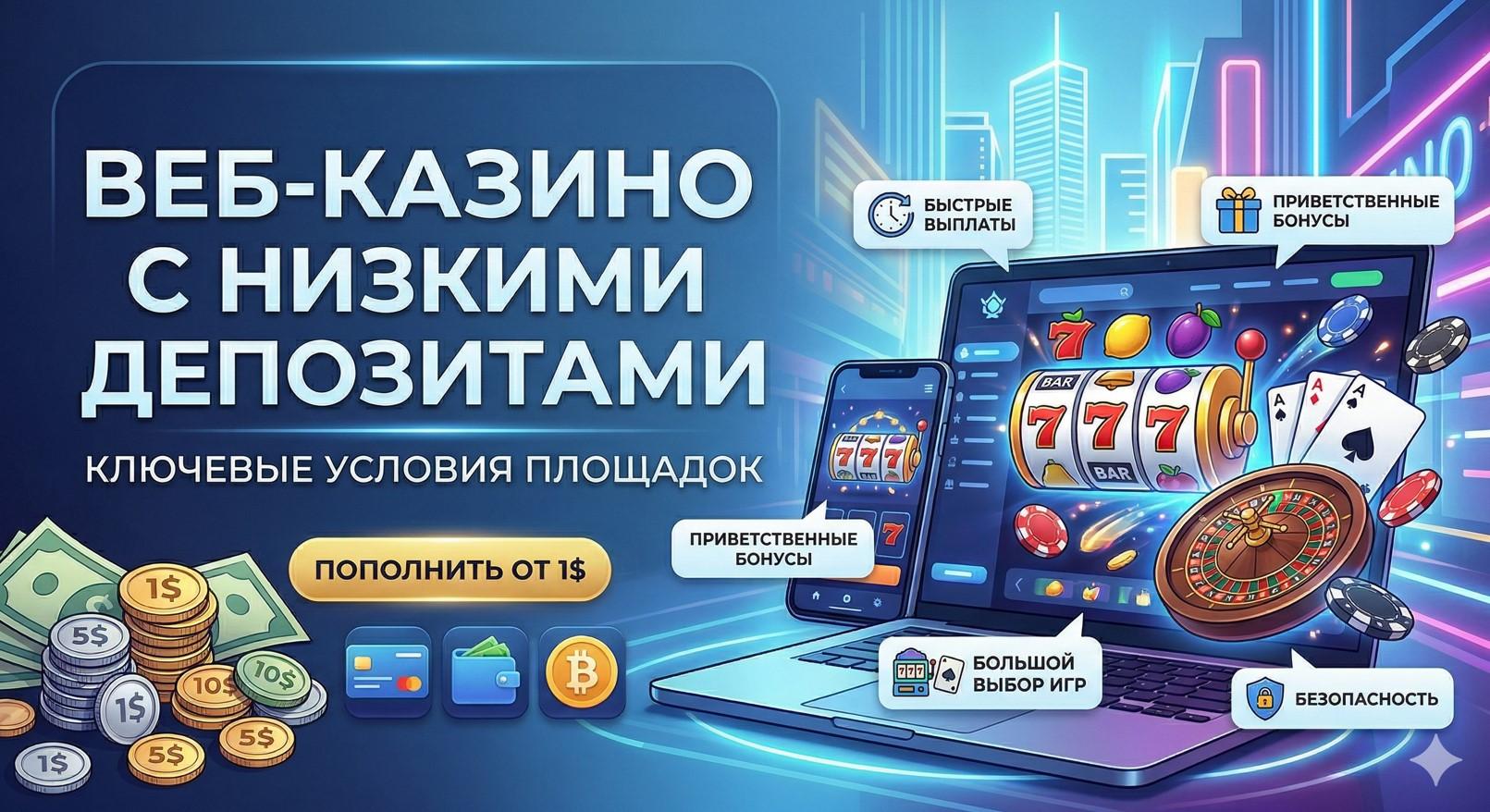 Веб-казино с низкими депозитами: ключевые условия площадок